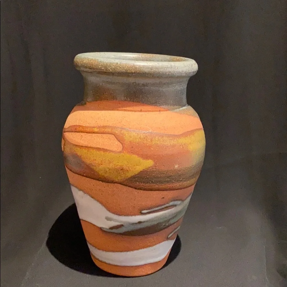 Small Signed Pottery Flower Vase